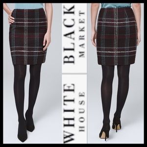 White House Black Market Plaid Skirt - Black and White
